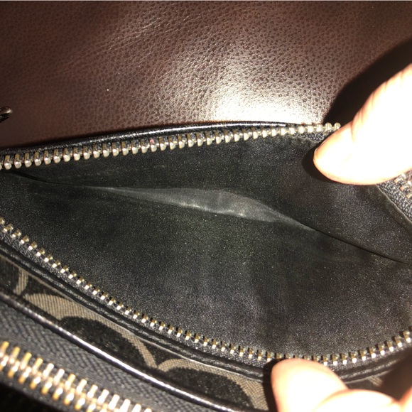 COACH POPPY Continental Full Silver Zip Jacquard C Black Brown Wallet Wristlet - Picture 10 of 15